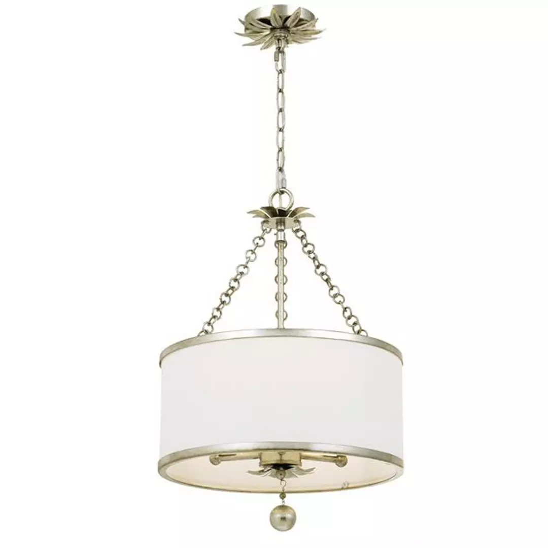 Olive Leaf Drum Shade Chandelier - 3 Light